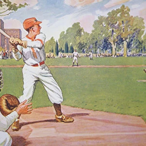 Ivy League College Game in the 1920s (colour litho)