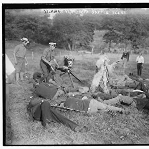 J. Stuart Blackton directing a scene in the Vitagraph Studios film "Battle Cry of Peace", 1915 (b / w photo)