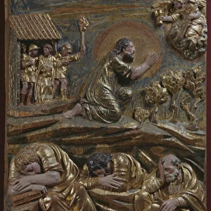 Jesus in the Garden of Gethsemane, detail of a Renaissance altarpiece