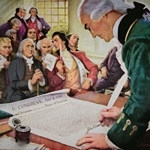 John Hancock (1737-93) signs the American Declaration of Independence