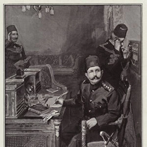 The Khedive of Egypt in his Study at Abdin Palace (litho)