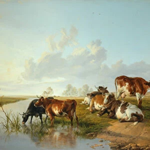 Landscape with a Cattle near Wool, Dorset (oil on canvas)