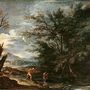 Landscape with Mercury and the Dishonest Woodman, c. 1650 (oil on canvas)