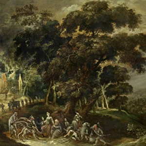 Landscape with the Temptation of St Anthony the Great of Egypt (oil on panel)