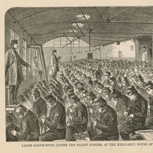 Large oakum room at the Middlesex House of Correction (engraving)