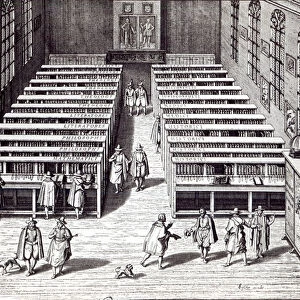 Leiden University Library, 1610 (engraving) (b / w photo)