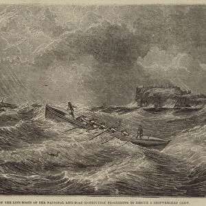 One of the Life-Boats of the National Life-Boat Institution proceeding to rescue a Shipwrecked Crew (engraving)