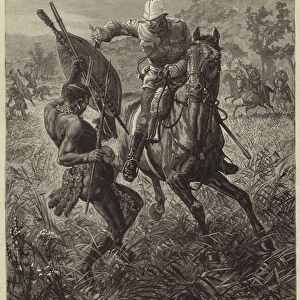 Lord William Beresfords Encounter with a Zulu in the Reconnaissance across the Umvolosi, 3 July (engraving)