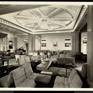The lounge, looking east at the Hotel White, 37th Street and Lexington, New York