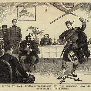 The Malagasy Envoys at Cape Town, Entertainment at the Officers Mess of the First Argyll and Sutherland Highlanders (engraving)
