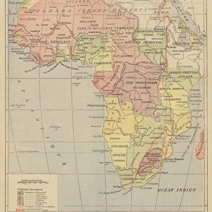 Map of Africa after the signing of the Anglo-French Agreement of March 1899 (colour litho)