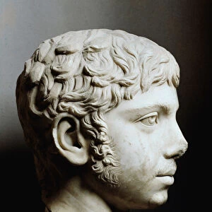 Marble head of Elagabal or Heliogabale (Marcus Aurelius Antoninus or Heliogabalus
