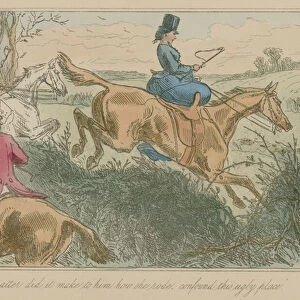 What matter did it make to him how she rode, confound this ugly place (coloured engraving)