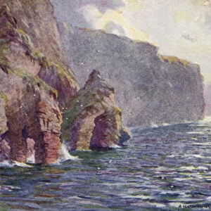 Menaun Cliffs, Achill Island (colour litho)