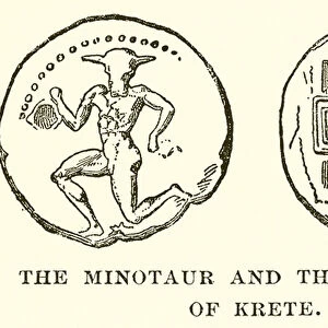 The Minotaur and the Labyrinth of Krete (engraving)