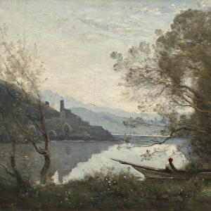 The Moored Boatman: Souvenir of an Italian Lake, 1861 (oil on canvas)