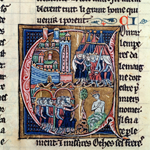 Ms Fr 9081 fol. 206 Historiated initial C depicting Conrad III (1137-52