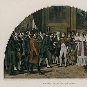 Napoleon decorating the artists (colour litho)