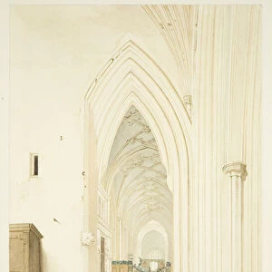 North Aisle of St Mary Redcliffe, looking East, 1828 (w / c over pencil on paper)