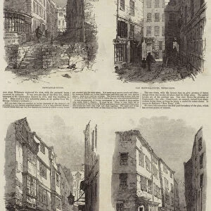 Old Houses about to be demolished for the New Courts of Law (engraving)
