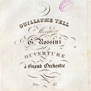 Page of musical score of the overture of William Tell, opera by Gioacchino Rossini