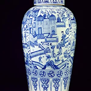 One of a pair of blue and white soldier vases, c. 1700 (porcelain)