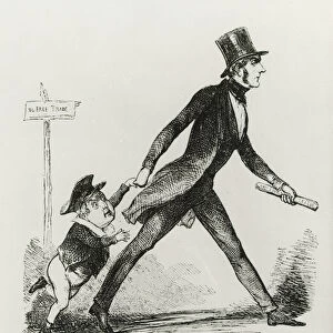 Papa Cobden taking Master Robert a free trade walk, 1845 (engraving)