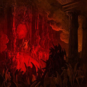 Paradise Lost: Satan in Council, engraving by Gustave Dore