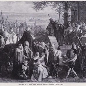 Peter the Hermit preaching the First Crusade in northern France, 1095 (engraving)
