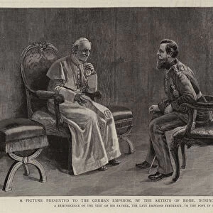 A Picture presented to the German Emperor, by the Artists of Rome, during his Recent Visit (engraving)