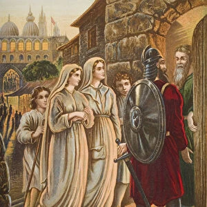The Pilgrims at the house of Manson, illustration from The Pilgrims Progress