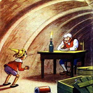 Pinocchio finds his father in the belly cave of a huge fish