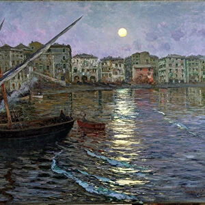 Poesia Lunare Port in the Moonlight (View of a port by moonlight) (oil on canvas)