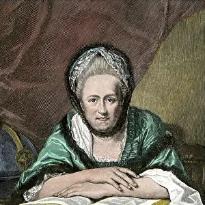 Portrait of Catherine La Grande of Russia (1729-1798) with her signature. Colour engraving of the 19th century