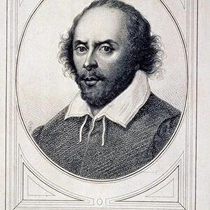 Portrait du poete anglais William Shakespeare (1564-1616) (Portrait of the poet William Shakespeare). Gravure anonyme. A. Pushkin Memorial Museum, Saint Petersbourg