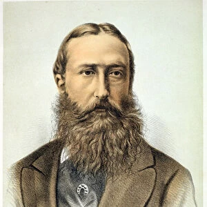Portrait of Leopold II (1835-1909), King of Belgium (1865-1909) (colour litho)