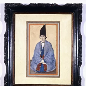 Portrait of a Young Qajar Prince, c. 1850 (w / c, carved wood frame)
