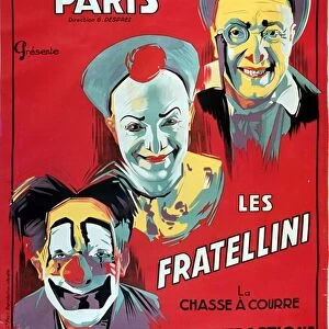 Poster advertising the Cirque d Hiver de Paris featuring the Fratellini Clowns, c