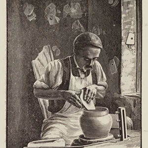 Pottery: A thrower at work, Movement No 5 (engraving)