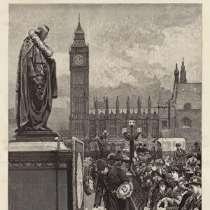 Primrose Day at Westminster, Tributes to the Memory of Lord Beaconsfield (engraving)