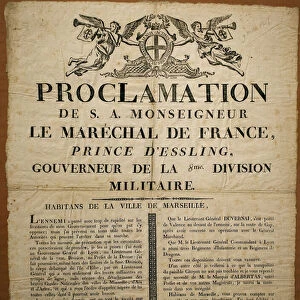 Proclamation to the inhabitants of the city of Marseille, dated March 9, 1815