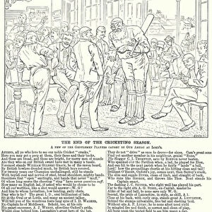 Punch cartoon: The End of the Cricket Season - scene in the pavilion at Lords Cricket Ground (engraving)