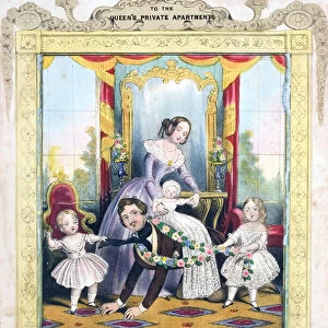 Queen Victoria and Prince Albert at home with their children (colour litho)