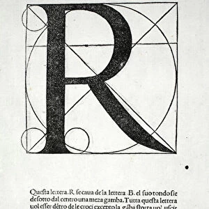 R, illustration from Divina Proportione by Luca Pacioli (c