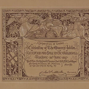 Reception and ball in celebration of Queen Victorias Golden Jubilee in the Guildhall, City of London, 28 June 1887 (litho)