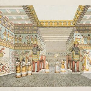 Reconstruction of the Hall of an Assyrian palace, from Monuments of Nineveh, pub