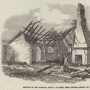 Remains of the National School at Capel, near Ipswich, Struck by Lighting (engraving)