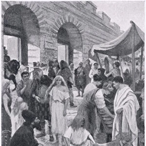 Roman market scene, London, illustration from Hutchinson