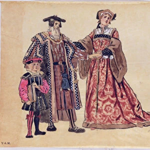 Rosalind and the Old Duke, costume design for "As You Like It", produced by R