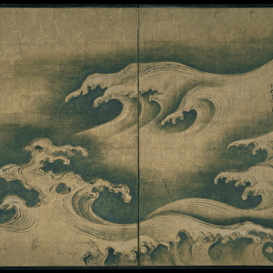 Rough Waves, two-panel folding screen, c. 1704-9 (ink, color, and gold leaf on paper)